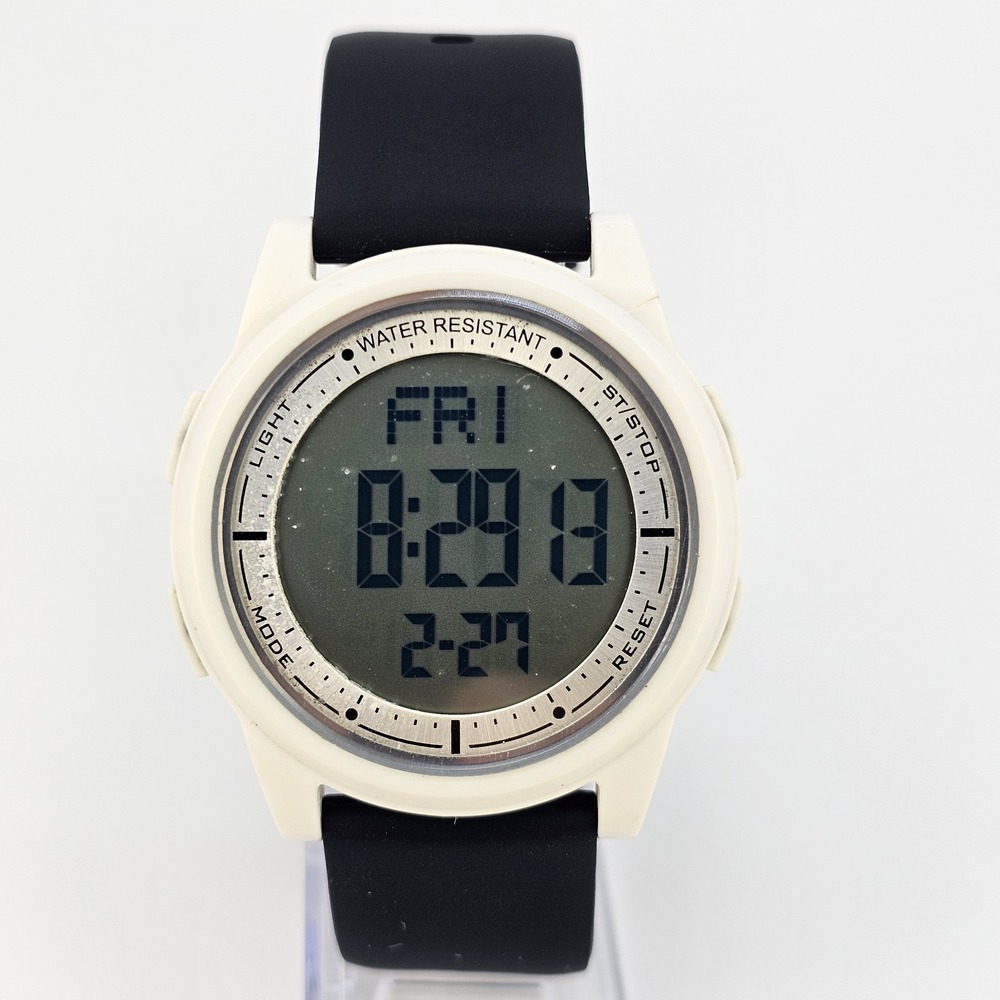 Beeasy Men's Ultra Slim‎ Digital Watch 44MM New Black Plastic Bands New Battery